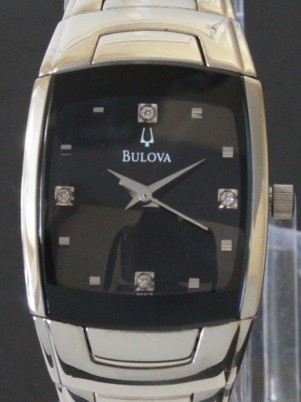 Bulova Ladies Classic Tonneau Style Quartz Watch Diamond Indices Black Dial 21mm - Picture 9 of 13